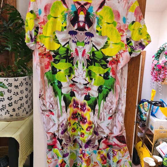 Prabal Gurang Rainbow Kaleidoscope Tshirt Ruffle Dress - Picture 9 of 11